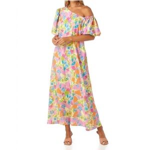 CROSBY by Mollie Burch One-Shoulder Floral Maxi Dress in Pink, Orange, Blue